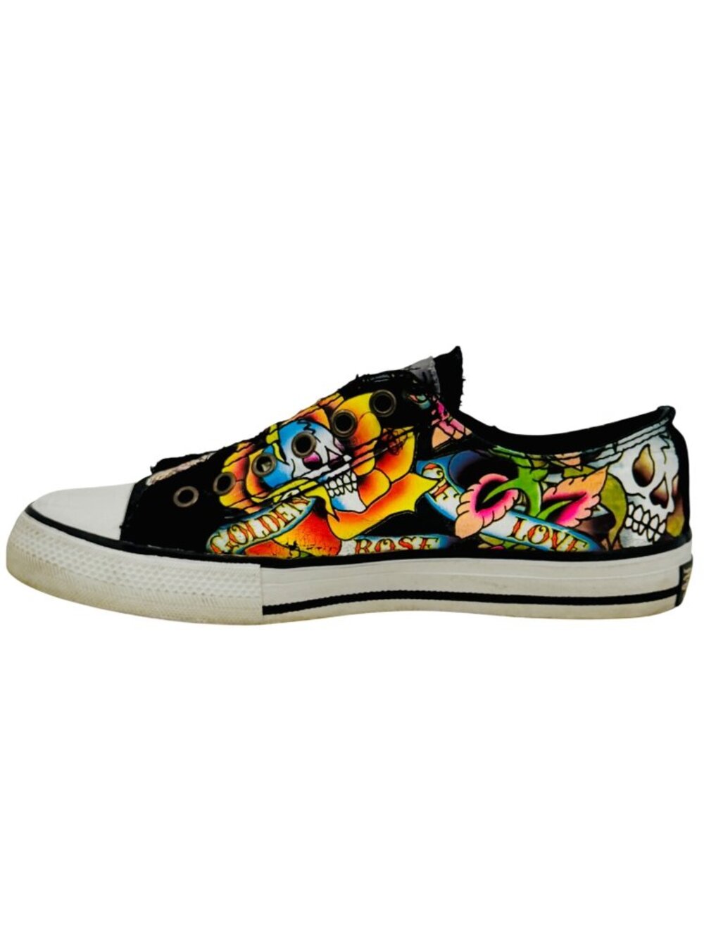 VTG Ed Hardy Black Tattoo Graphic Canvas Sneakers 7 | Trashy Y2K McBling Grunge - Picture 6 of 16